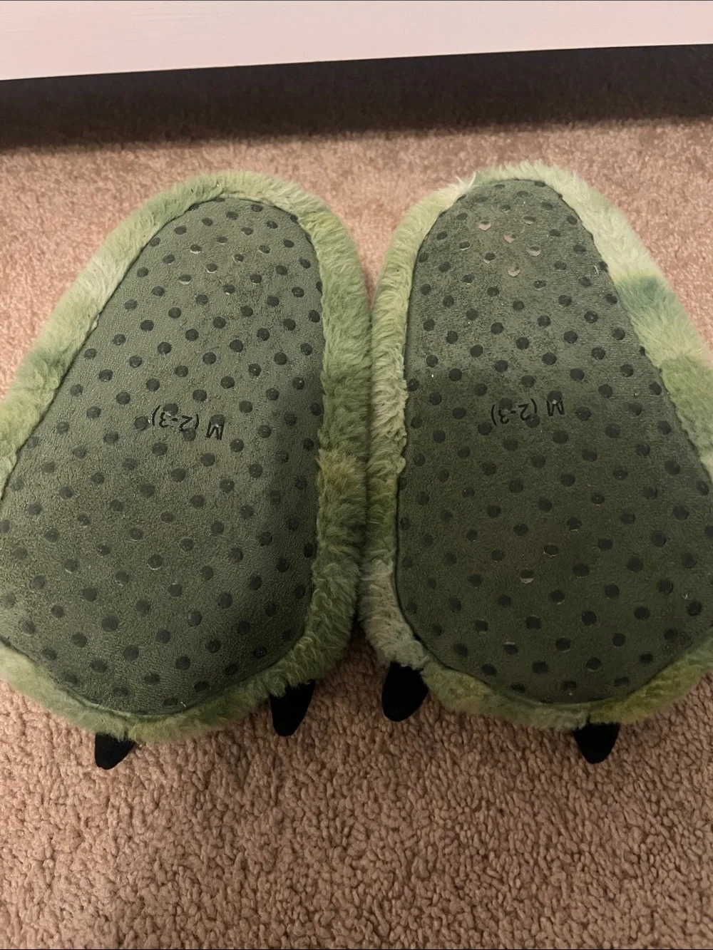 Cat & Jack Green Plush Monster Paw Slippers for Kids
